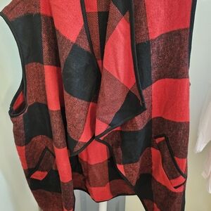 Red and Black Plaid Vest
